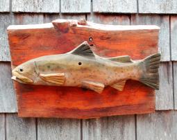 Carved Wood folk Art speckled Trout