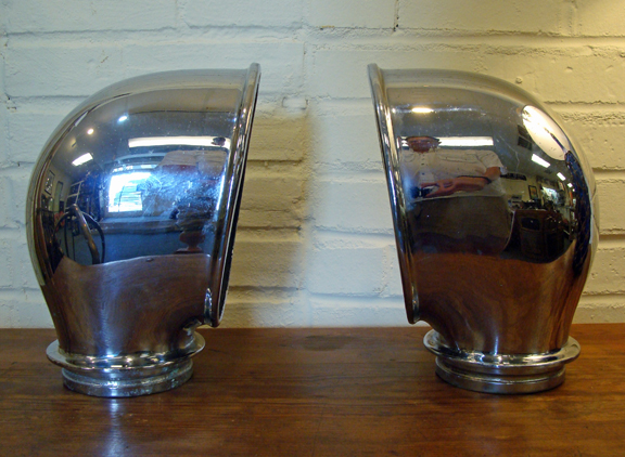Large Chrome-Plated Cast Bronze Cowl Vents, side view