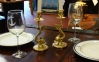 Early 20th Century Brass Dolphin/ Serpent Candlesticks, broad view