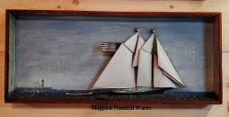 19th Century Ship Diorama Shadow Box of a Sailing Schooner, American, Circa 1880.