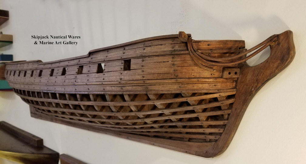 Plank On Frame Half Hull Model Of Ship Of War Skipjack Nautical Wares