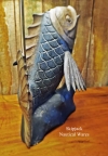 Carved Wood Koi Fish Table Lamp