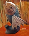 Carved Wood Koi Fish Table Lamp