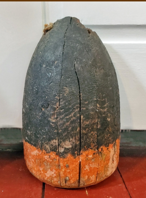 Old, Authentic One Half Of A Painted Wood Lobster Marker Buoy From Maine