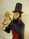 Carved and Polychrome Mariner Holding Sextant Chandlery Advertising Trade Display, closeup view 4