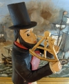 Carved and Polychrome Mariner Holding Sextant Chandlery Advertising Trade Display, closeup view 2