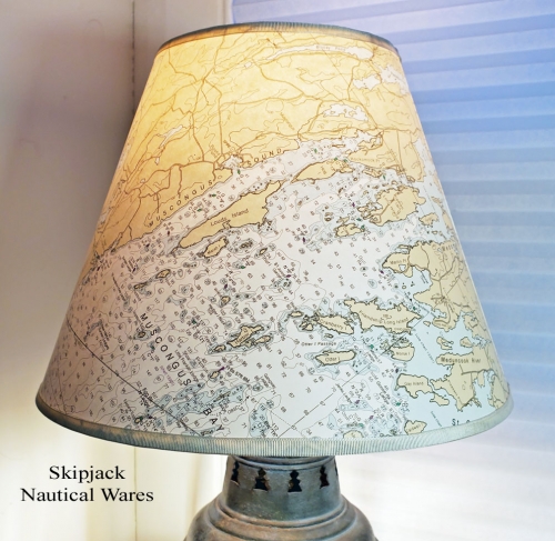 Medium (12") Nautical Chart Lamp Shade - Mid-Coast Maine