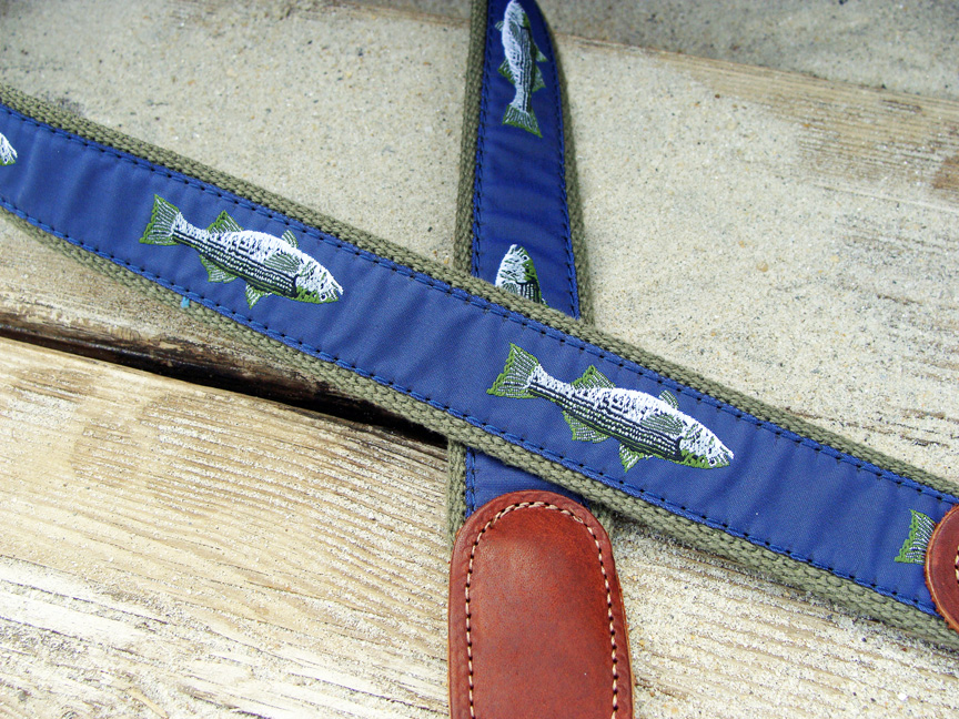 Striper (Sea Bass) Nautical Belt with Leather Tabs: Skipjack Nautical Wares