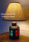 nautical, table lamp, port, starboard, red, green, lamp, lantern, marine, Fresnel lens, authentic, antique