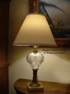 Antique, 19th century, early american pressed glass, kerosene, lamp, converted, electric, table lamp.  Rare, scallop shell, design