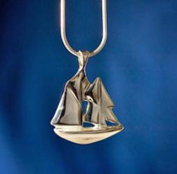 46714        Matte Silver Oxidized Large Victorian Sailboat Jewelry Finding 