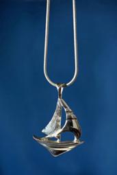 46714        Matte Silver Oxidized Large Victorian Sailboat Jewelry Finding 