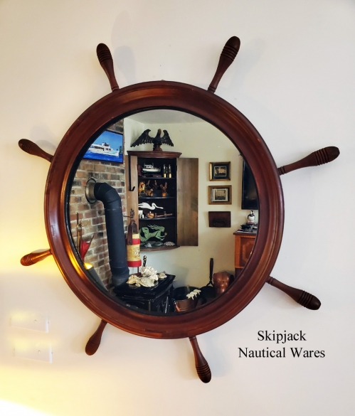 Vintage Ship's Wheel Nautical Designed Mirror