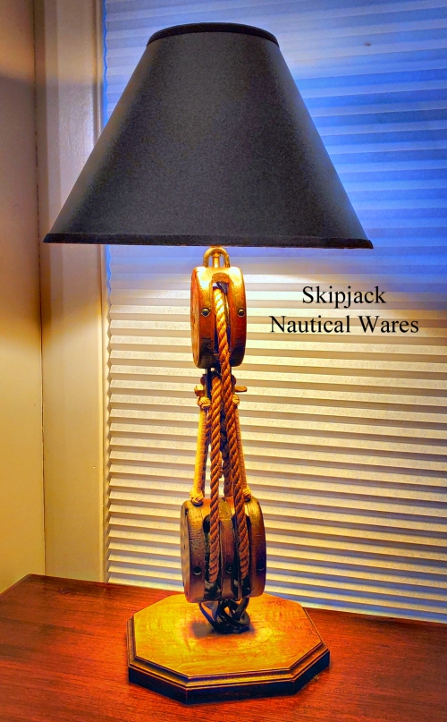 Pair of Wood Blocks Nautical Table Lamp