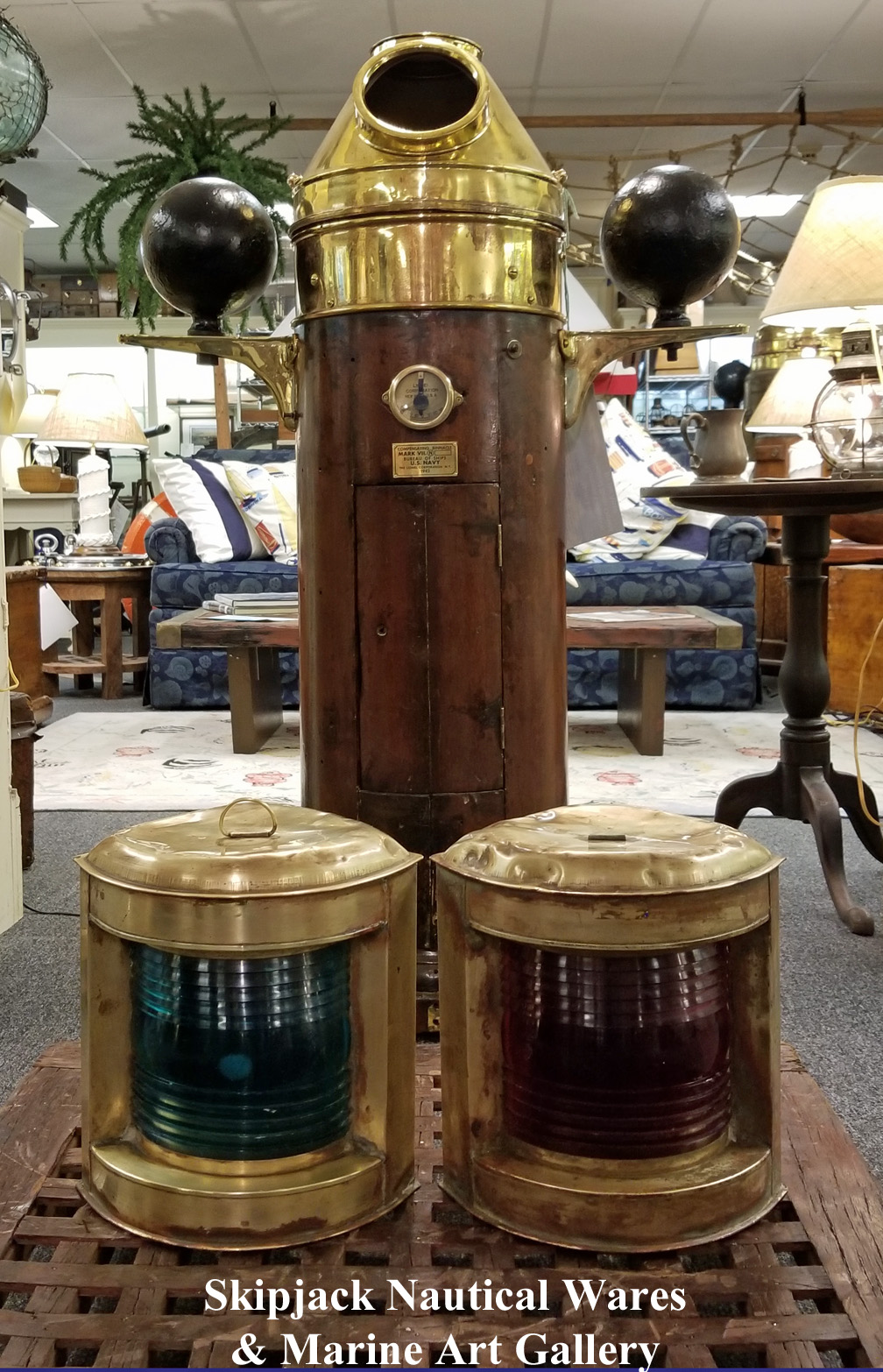 Vintage Brass Perko Port & Starboard Running Lights Skipjack Nautical