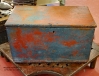 sea chest, sailor, wood, 19th century, antique, painted,  blue, red
