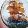 Rare Battle at Sea British & American Ships Diorama, Ship-in-a-bottle