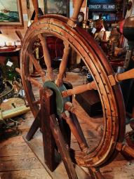 19th Century Schooner Ship's Wheel by American Engineering, Philadelphia -- 60" diam.