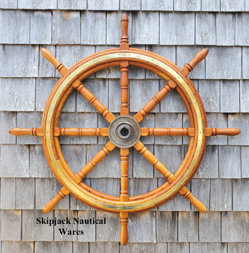 Vintage Oak Ship, Yacht, Boat Wheel -- 42 diam.