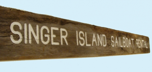 Vintage Wood Trade Sign "SINGER ISLAND SAILBOAT RENTALS"