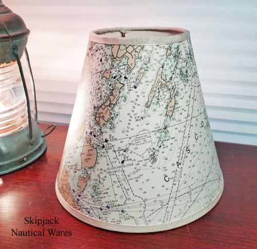 Small (8") Nautical Chart Lamp Shade - Casco Bay Maine