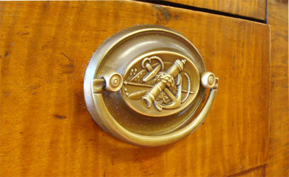 American Tiger Maple Huntboard or Sideboard with Nautical Pulls