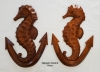 Pair of Teak Seahorse on Anchor Carvings
