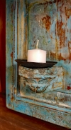 Painted Wood Candle Sconce Re-purposed Antique Door Panel