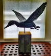 Vintage Copper Duck Weathervane on Wood Post Stand