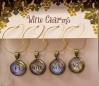 Nautical themed wine charms for boaters and coastal home entertaining, eastern coastal states with navigational chart ground