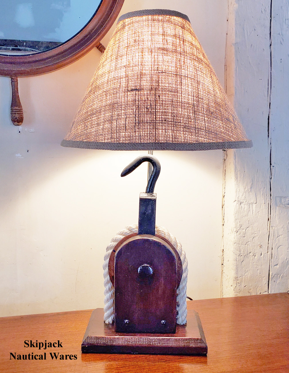 Vintage Boat Yard Block & Tackle Nautical Table Lamp: Skipjack