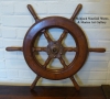 24 inch, teak, Yacht wheel, E.S. Burman, Chicago, brass hub, nautical, boat, marine, maritime