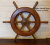 24 inch, teak, Yacht wheel, E.S. Burman, Chicago, brass hub, nautical, boat, marine, maritime